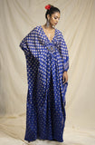 Blue BanDhani Silk Long Kaftan HLK-0189