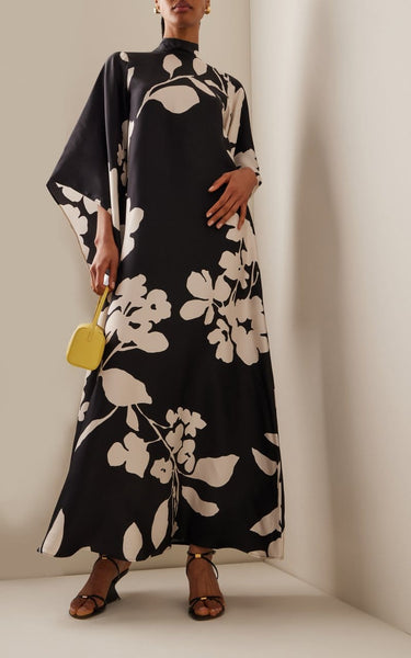 Black Floral Kaftan HEK-0002