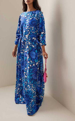 Blue Floral Kaftan HEK-0003