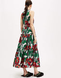 Red & Green Floral Dress HWD-0069