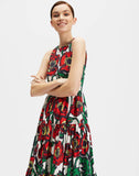 Red & Green Floral Dress HWD-0069