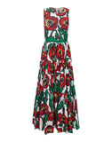 Red & Green Floral Dress HWD-0069