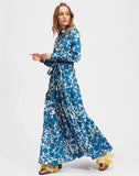 Blue Floral Long Dress HWD-0062