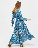 Blue Floral Long Dress HWD-0062