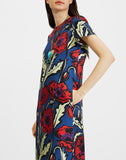 Swing Dress Big Blooms in Silk Twill HSC-0063