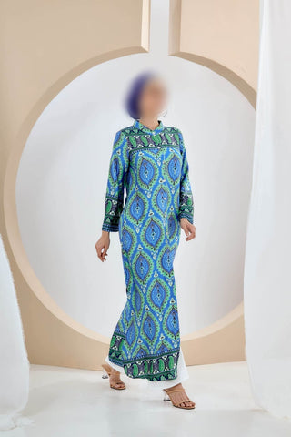 BAINUN GREEN BATIK PRINTED KAFTAN SET