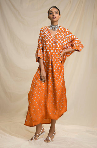 Bhandhni Kaftan Orange HLK-0029