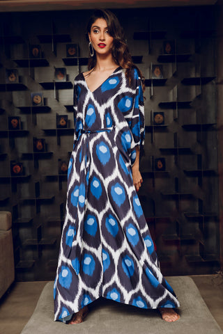 Blue Ikat Pattern Kaftan HLK-0124