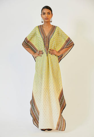 Bandhani Lime Kaftan HLK-0044