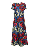 Swing Dress Big Blooms in Silk Twill HSC-0063