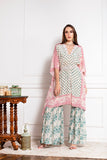 Teal Grean Kaftan & Sharara Set HEK-0005