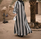 Black & White Line  Abaya NAC-007