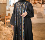 Black Line Geometric  Abaya NAC-0001