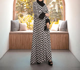 Black & White Geometric  Abaya NAC-0005