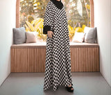 Black & White Geometric  Abaya NAC-0005