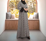 Black & White Geometric  Abaya NAC-0005