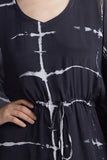 Black Shibori Long Kaftan HLK-0168