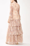 Peach Pink Chiffon Frock HLF-0022