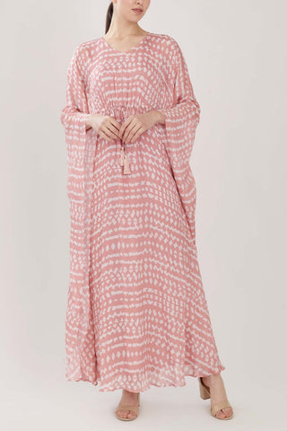 Abstract Pink Long Kaftan HLK-0169