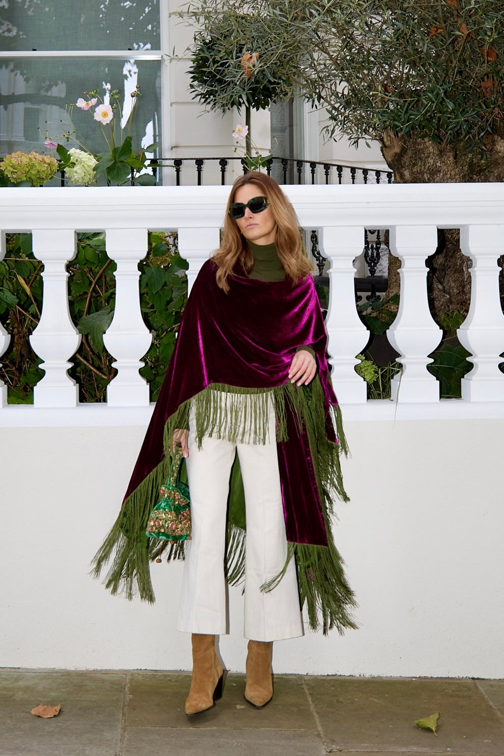 Purple Fringy Cape Kaftan