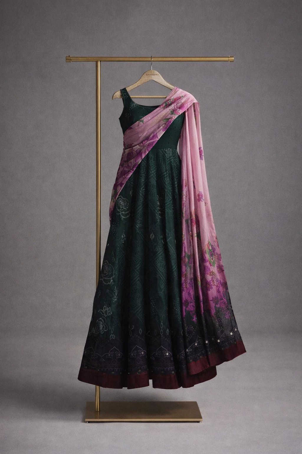 Green Printed Frock set