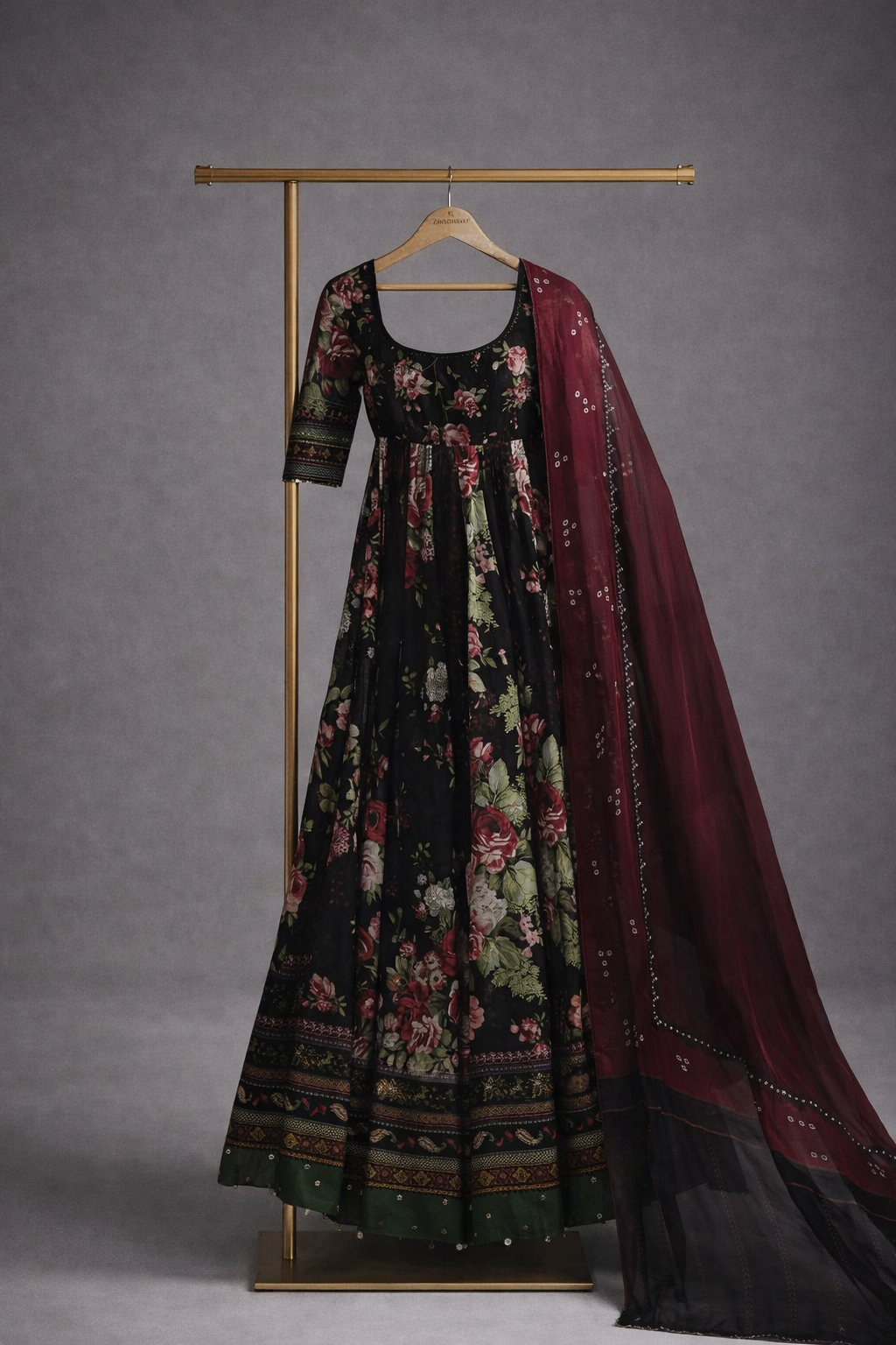 Black Printed Frock set