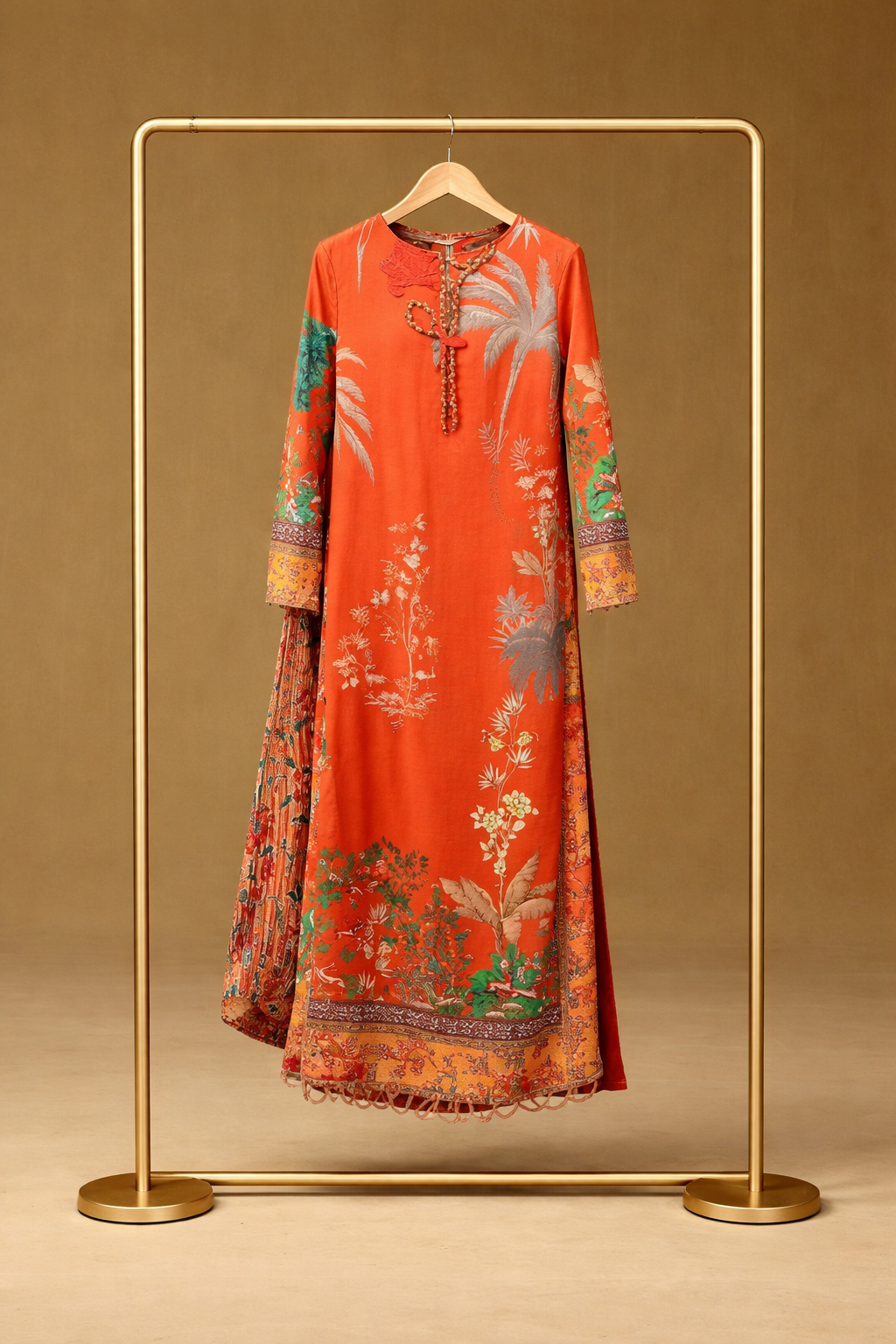 Orange kaftan trouser Set