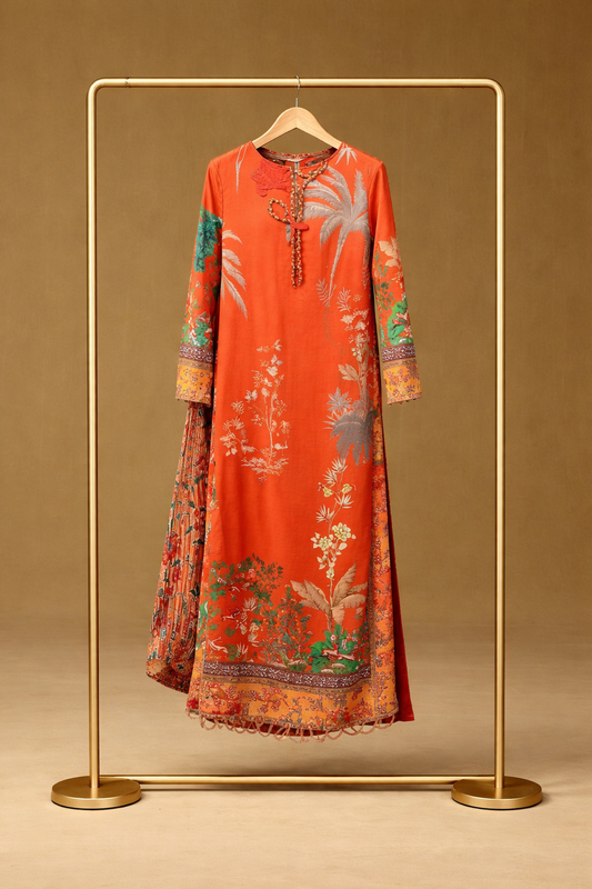 Orange kaftan trouser Set