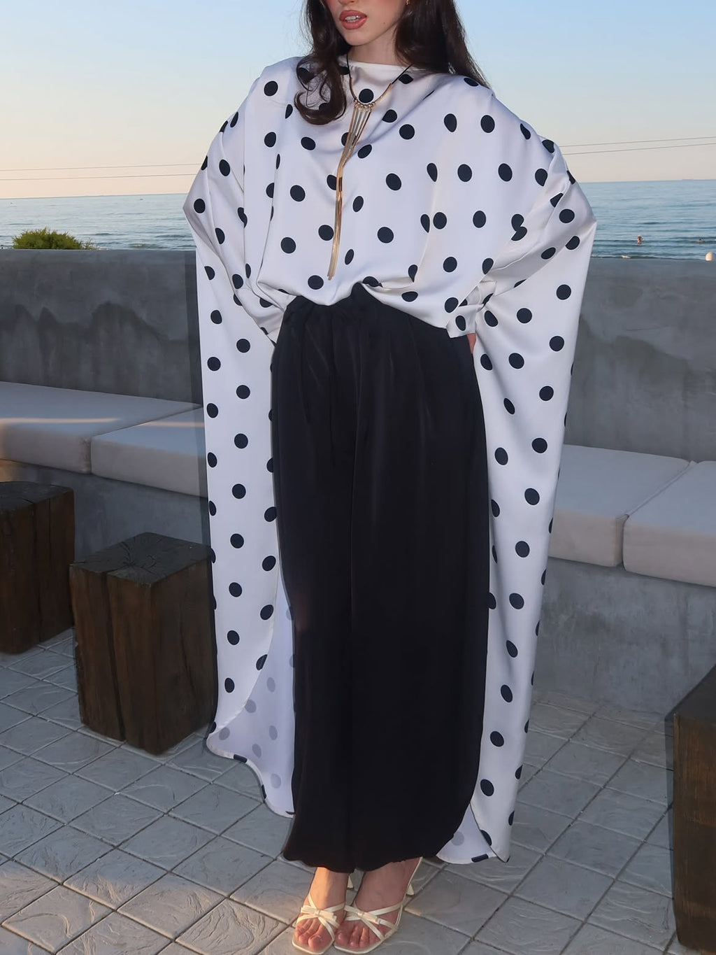 Polka Dots kaftan with Balloon Pants Set