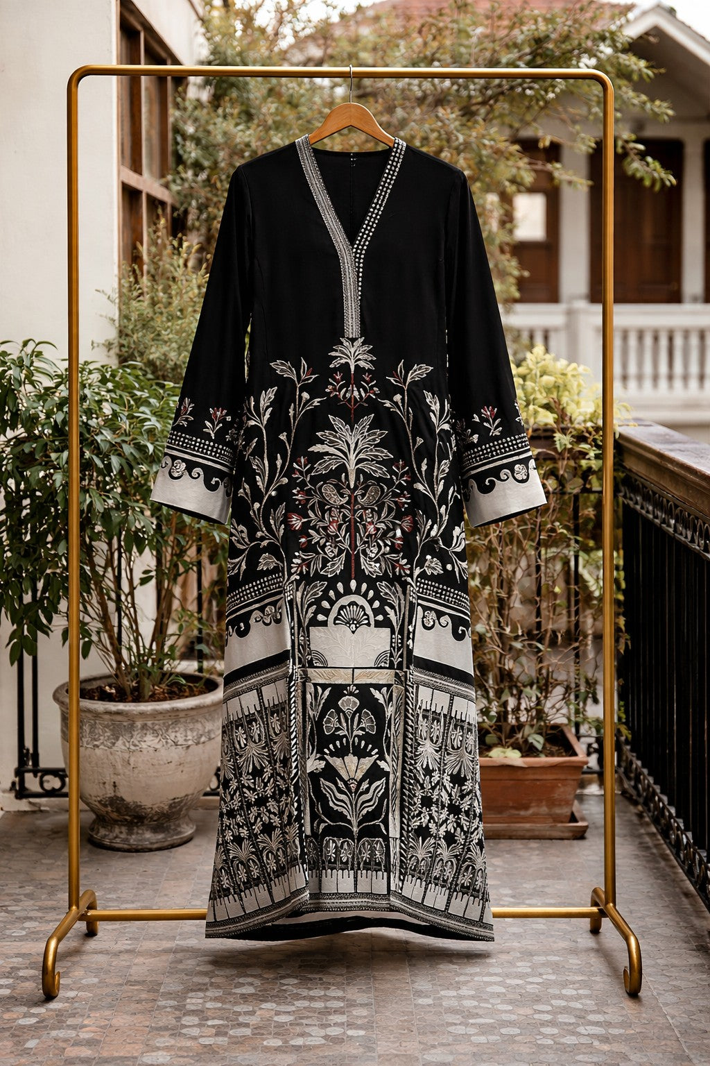 Black Kaftan Shirt (printed only)