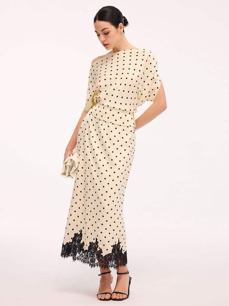 Polka Dot + Lace Kaftan Set