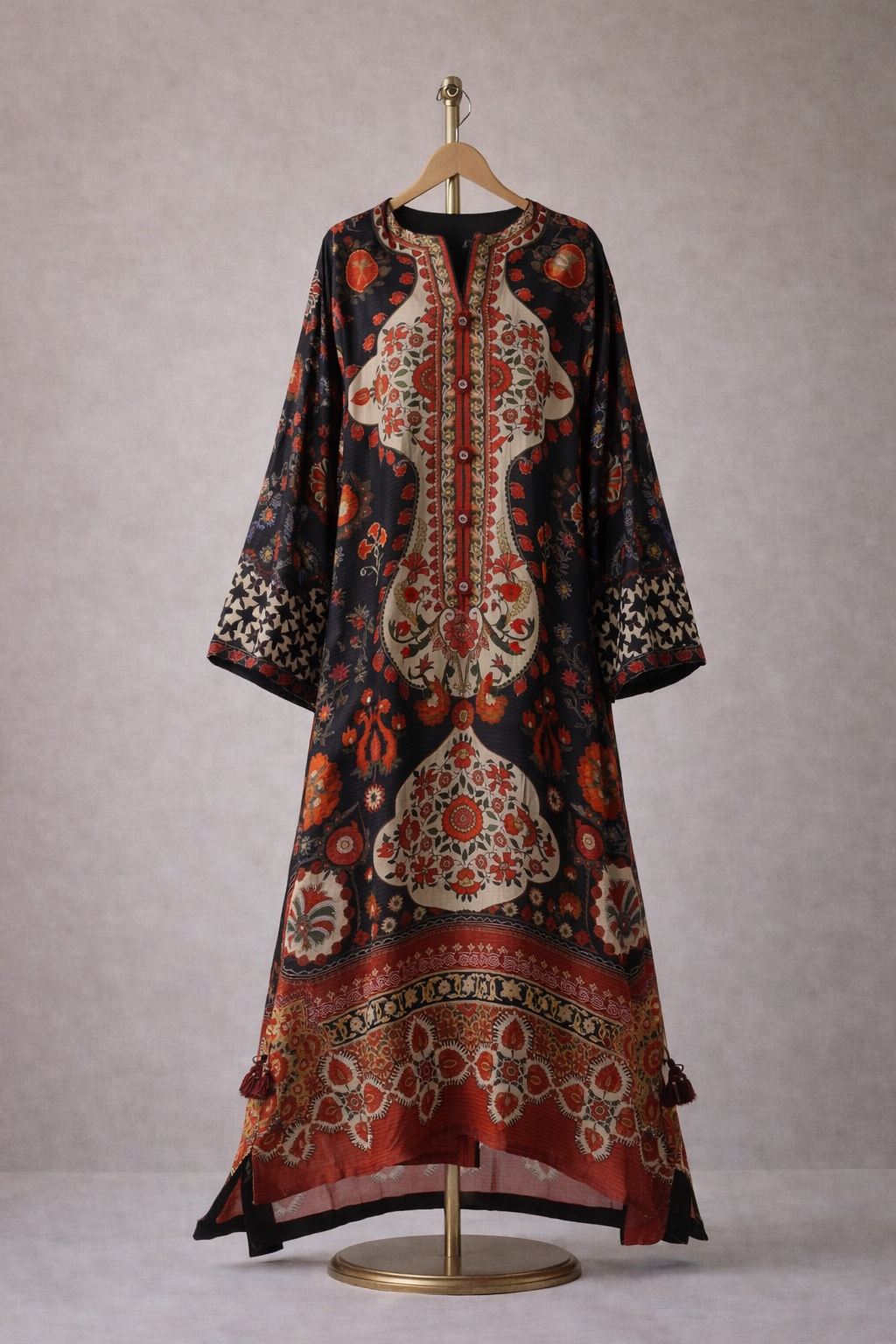 Black Floral Kaftan Shirt