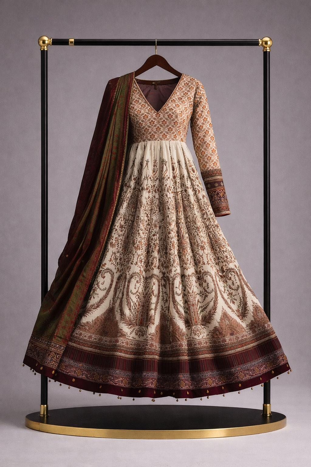 Shades of Brown Printed Frock set