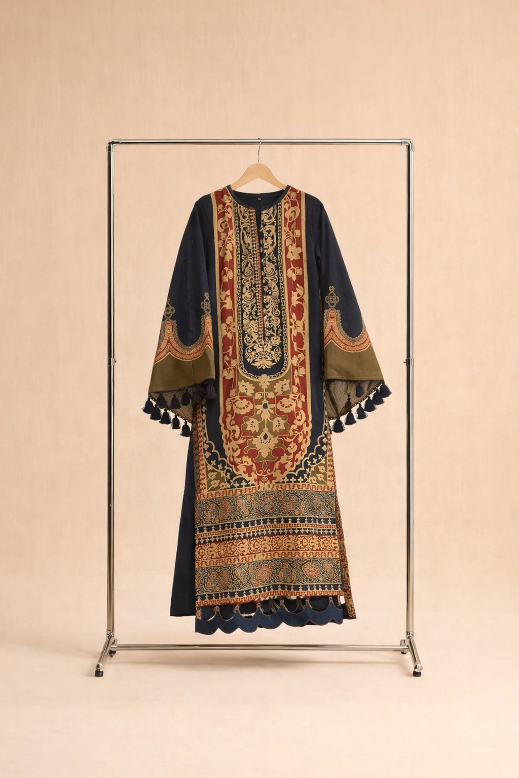 Black printed lace kaftan Shirt