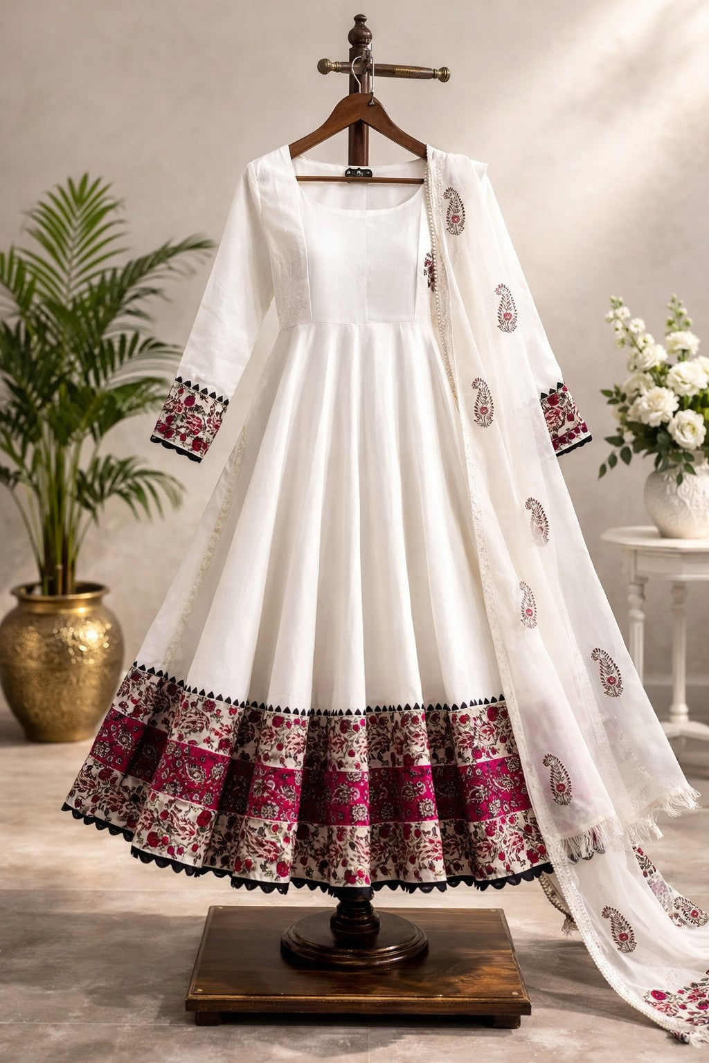 White and pink border Set