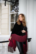 Black Red Fringy Cape Kaftan