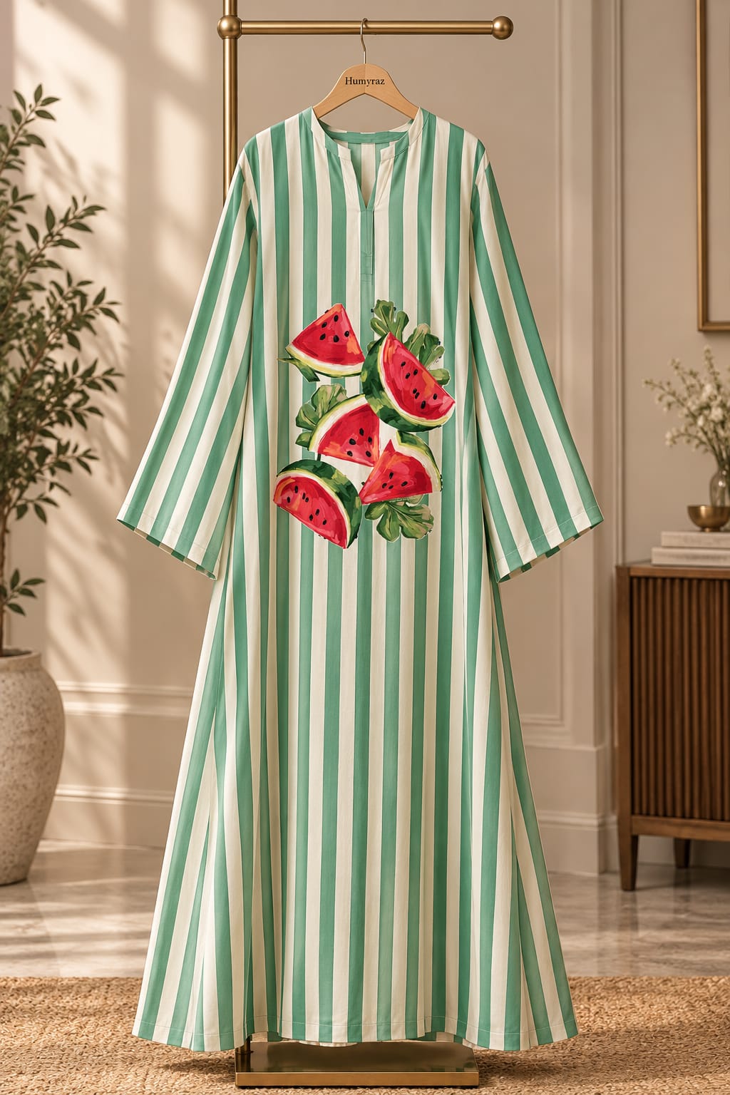 Graped lines printed kaftan shirt