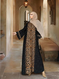 Cheetah Black Abaya