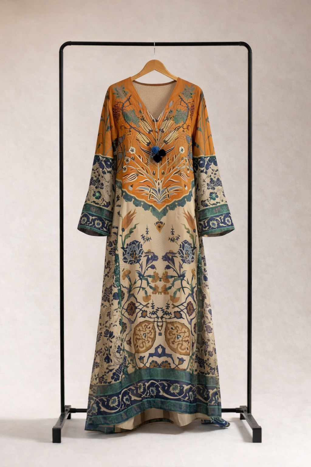 Orange Blue Kaftan Shirt