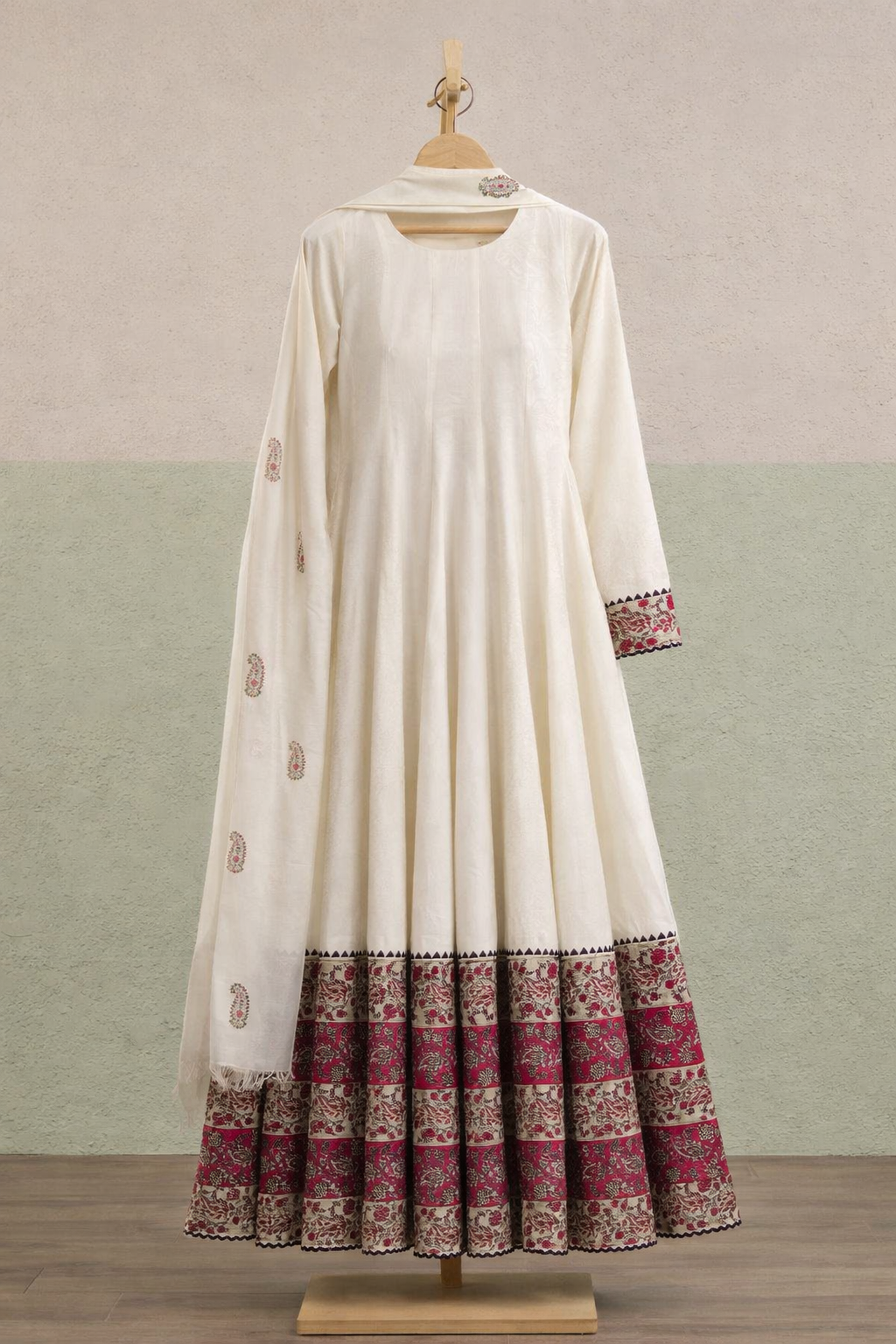 White Printed Frock set