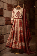 Red Anarkali printed only Frock set