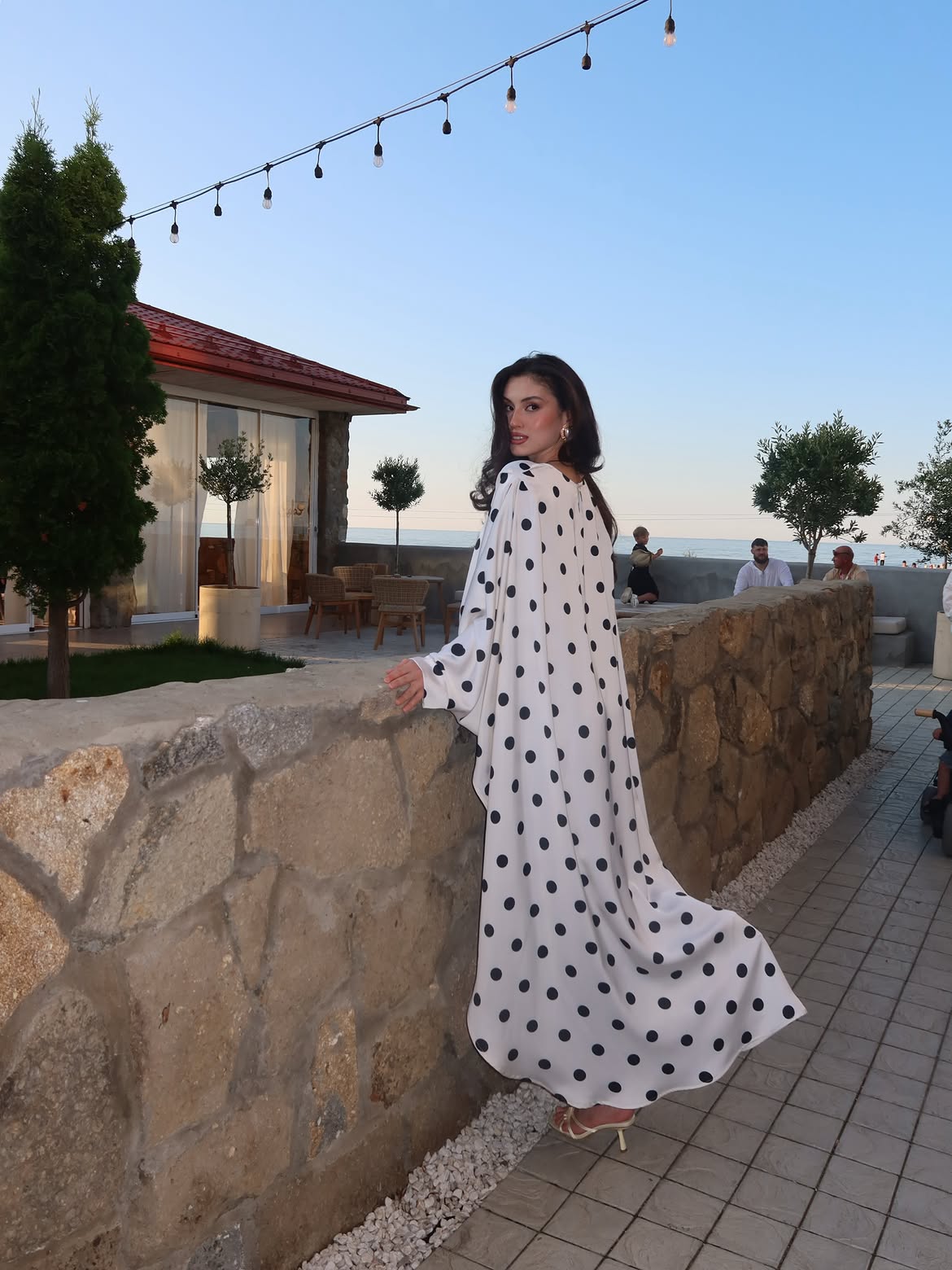 Polka Dots kaftan with Balloon Pants Set