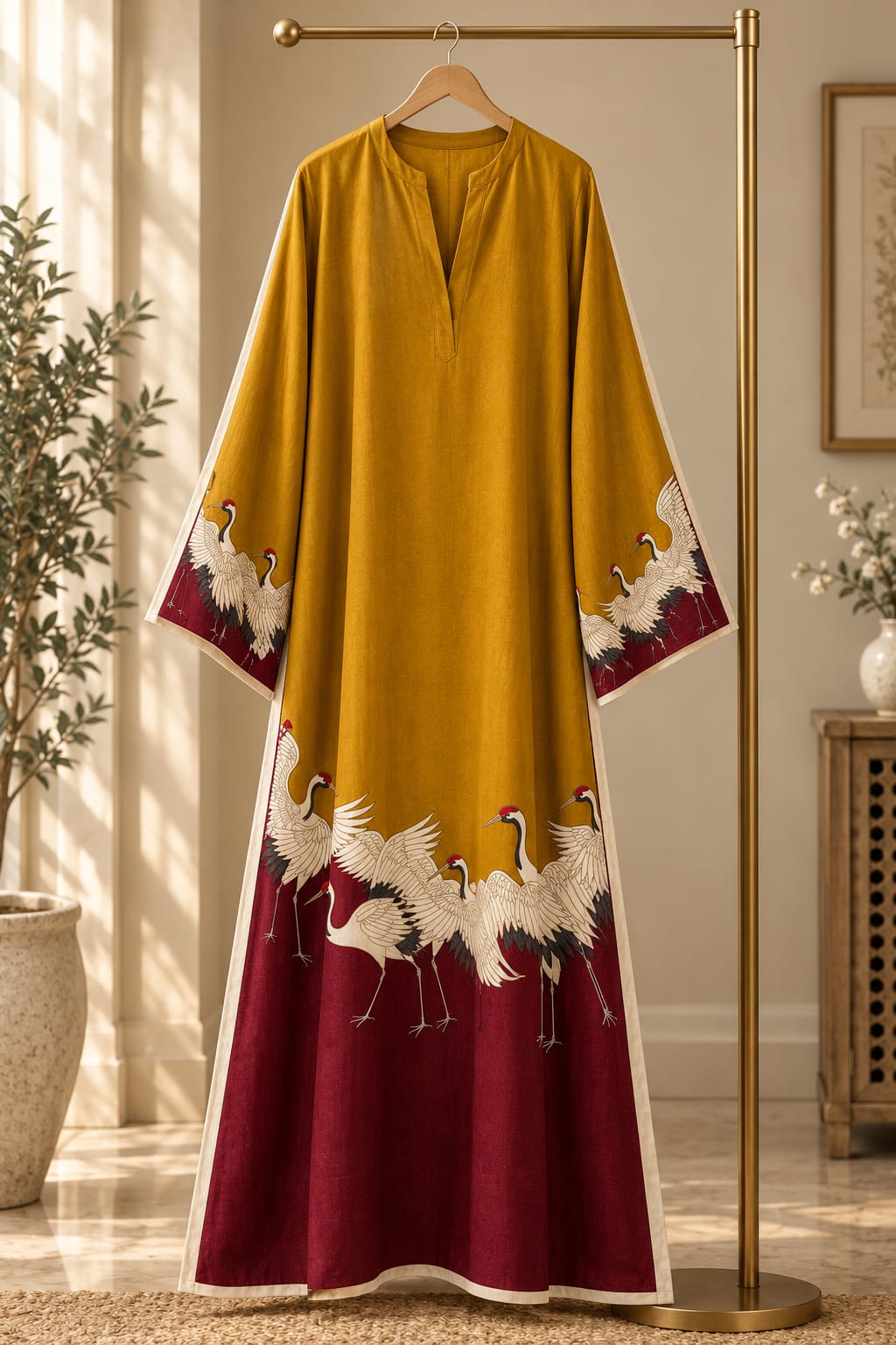 Mustard and Maroon Kaftan Shirt