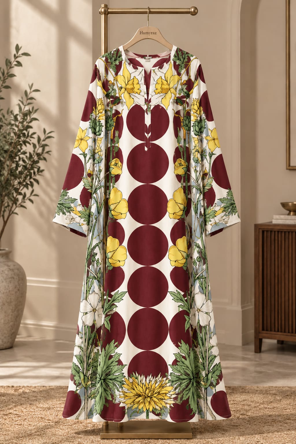 Graped lines printed kaftan shirt (Copy)