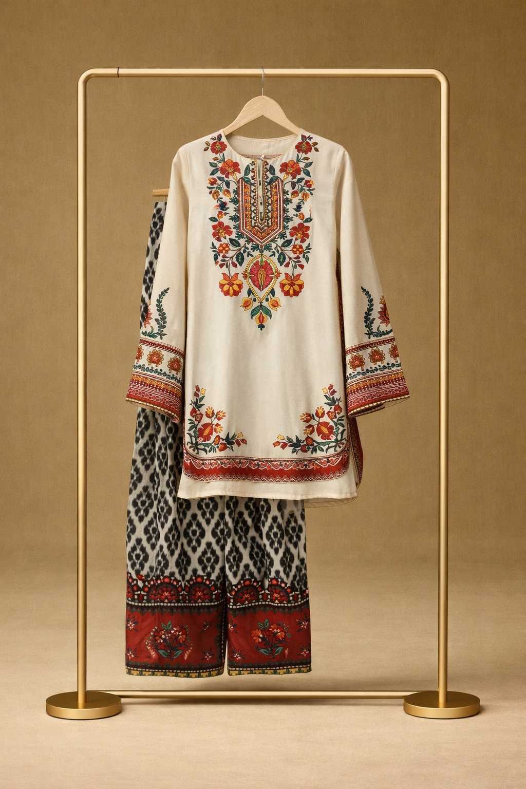White Black Shalwar Set