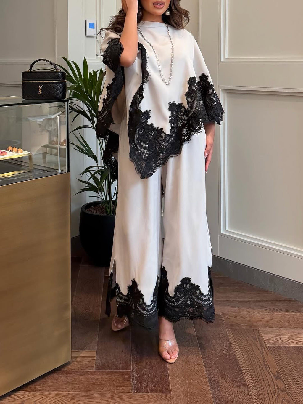 White and Black Lace Set