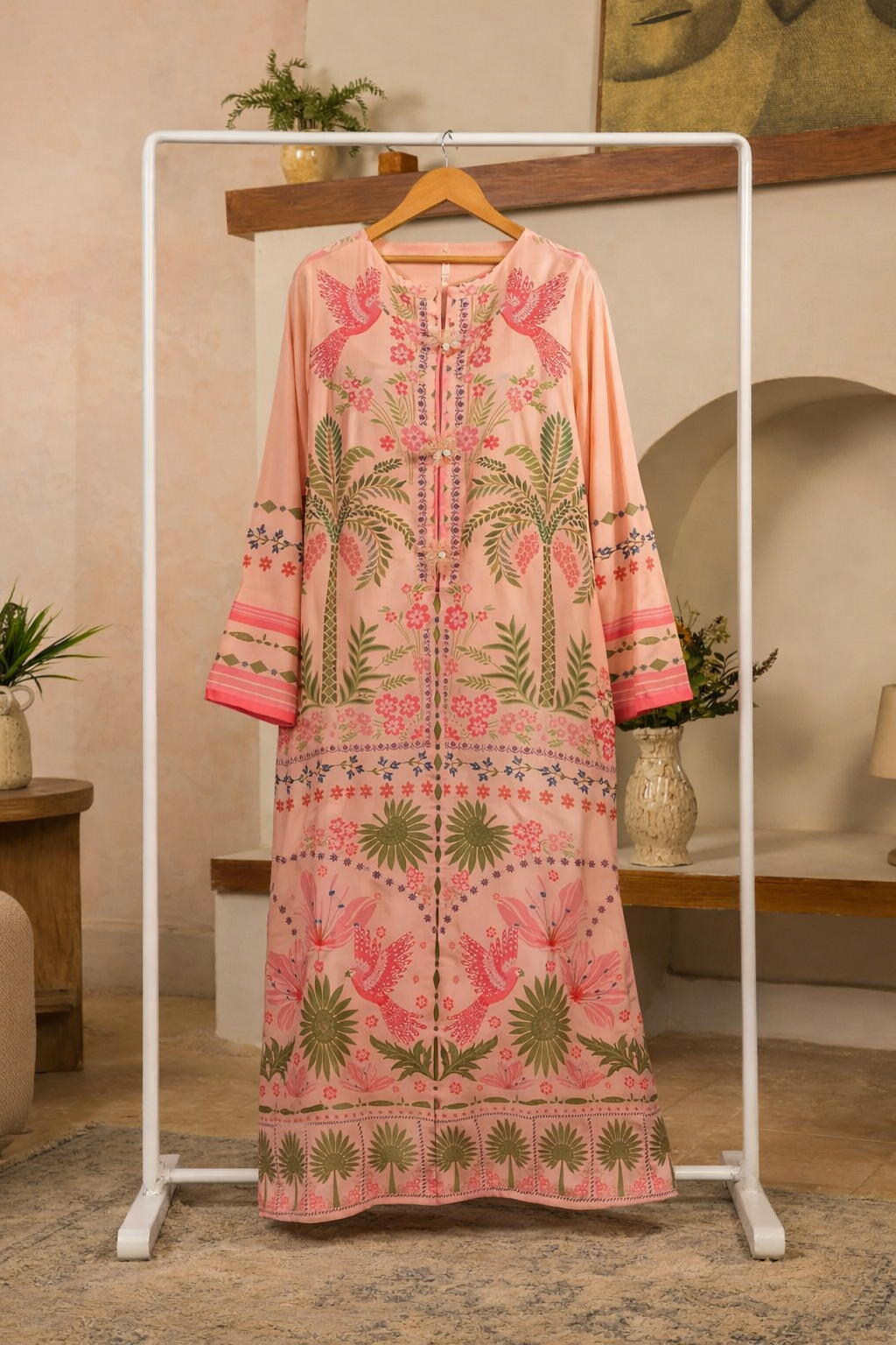 Pink Floral Kaftan Shirt