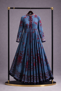 Blue Maroon Printed Frock set