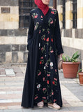 Black Floral Abaya HAC-0022