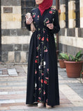 Black Floral Abaya HAC-0022